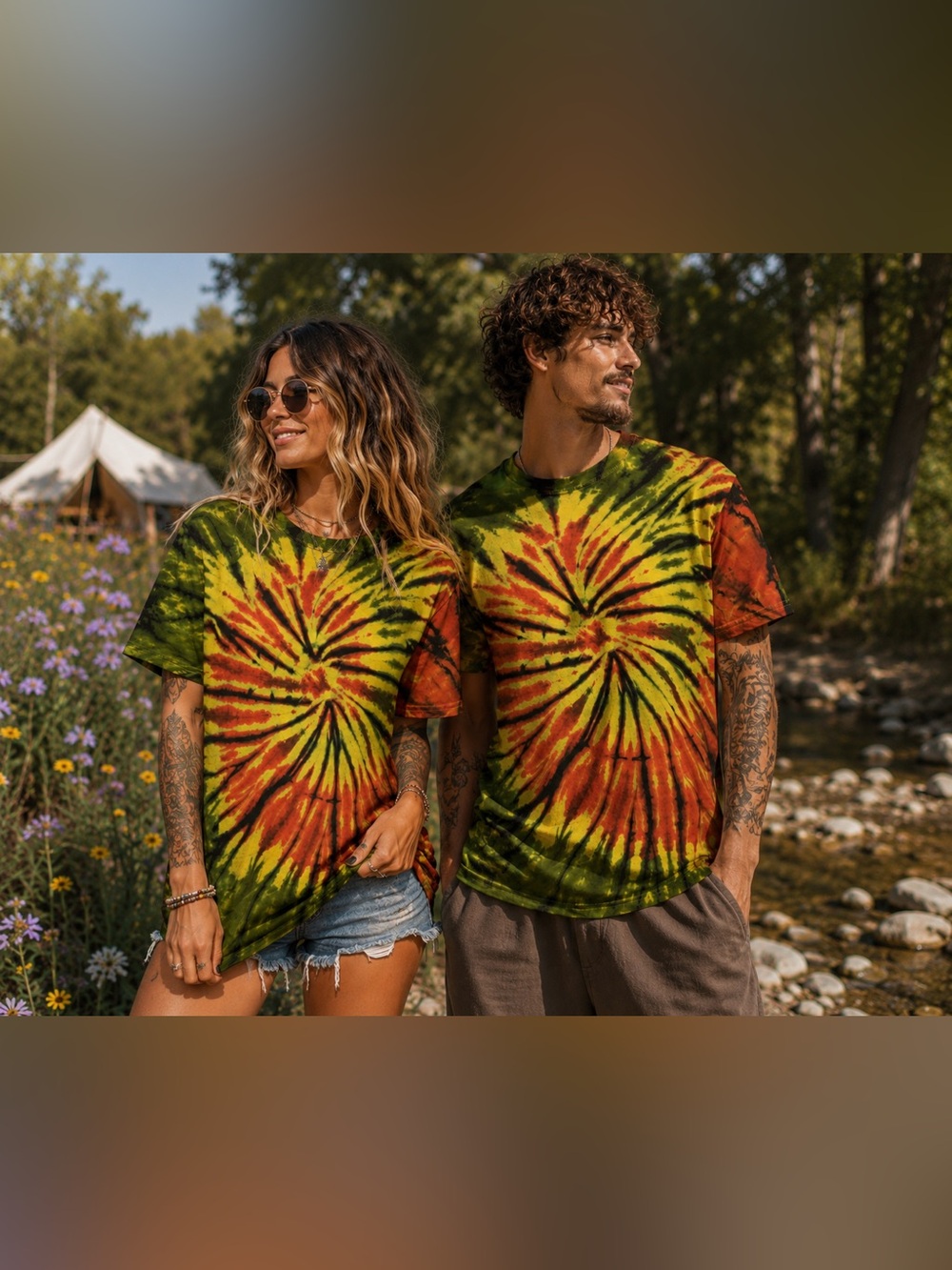 Rhea Handmade Tie Dye Tunic T-Shirt Dress XL 100% Cotton Boho Unisex A25
